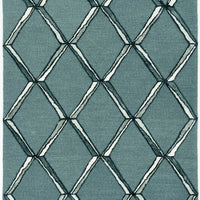 8' Charcoal Silver Diamond Patterned Hand Tufted Wool With Viscose Highlights Indoor Runner Rug