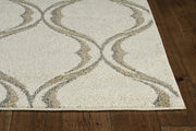 2' x 3' Sand Wavy Line Pattern Accent Rug