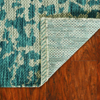3'x4' Teal Machine Woven UV Treated Animal Print Indoor Outdoor Accent Rug