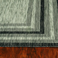 3'x4' Grey Black Machine Woven UV Treated Color Bordered Indoor Outdoor Accent Rug