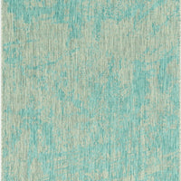 8' Round Teal Abstract Brushstrokes Indoor Outdoor Area Rug