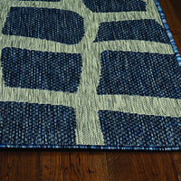 3'x4' Blue Grey Machine Woven UV Treated Abstract Design Indoor Outdoor Accent Rug