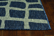 3'x4' Blue Grey Machine Woven UV Treated Abstract Design Indoor Outdoor Accent Rug