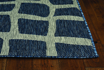 3'x4' Blue Grey Machine Woven UV Treated Abstract Design Indoor Outdoor Accent Rug