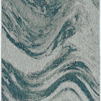 3'x4' Grey Teal Machine Woven UV Treated Modern Abstract Style Indoor Outdoor Accent Rug