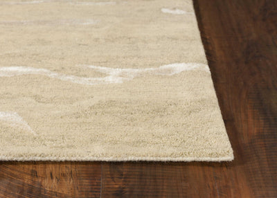 3' x 5' Beige Plain Wool Area Rug with Highlights