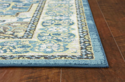 7' Teal Polypropylene Runner Rug