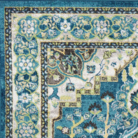 7'x11' Teal Machine Woven Traditional Medallion Indoor Area Rug