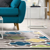2' x 7' Modern Gray with Pops of Color Area Rug
