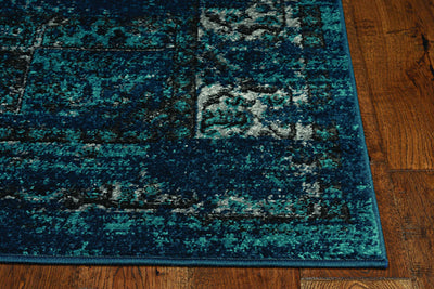 5'x8' Teal Medallion Machine Woven Area Rug