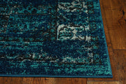 9'x13' Teal Blue Machine Woven Medallion Indoor Area Rug