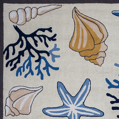 3' x 5' Ivory Corals and Shells Area Rug