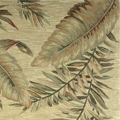 8'x10' Ivory Hand Tufted Tropical Leaves Indoor Area Rug