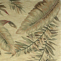 9'x12' Ivory Hand Tufted Tropical Leaves Indoor Area Rug