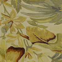 3' x 5' Ivory Tropical Leaves Wool Indoor Area Rug