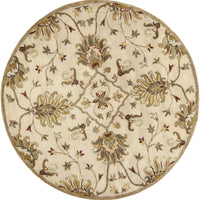 3'x5' Champagne Beige Hand Tufted Wool Traditional Floral Indoor Area Rug