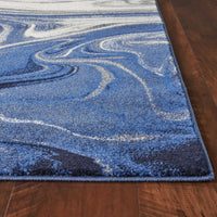 3' x 5' Blue Abstract Waves Area Rug