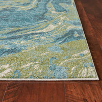 3' x 5' Teal Abstract Waves Area Rug