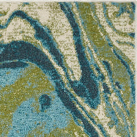 7'x10' Teal Blue Machine Woven Marble Indoor Area Rug