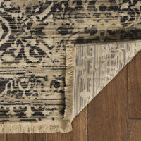 4'x6' Sand Charcoal Machine Woven Distressed Vintage Traditional Indoor Area Rug