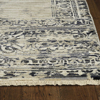 4'x6' Sand Charcoal Machine Woven Distressed Vintage Traditional Indoor Area Rug