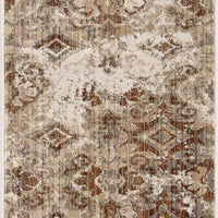 4'x6' Ivory Sand Machine Woven Distressed Vintage Traditional Indoor Area Rug