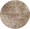 7' Sand Ivory Machine Woven Distressed Traditional Round Area Rug