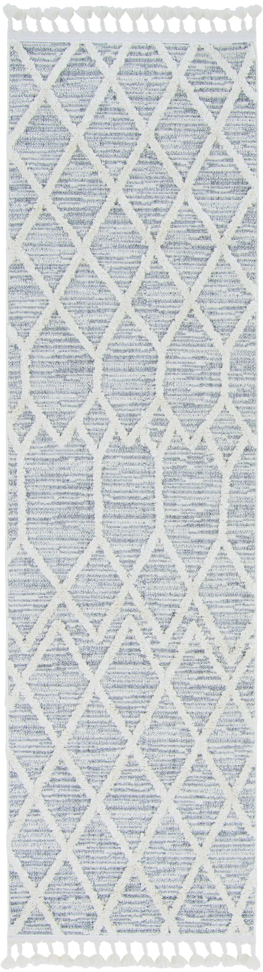 8'x11' Ivory Grey Machine Woven Geometric Indoor Area Rug