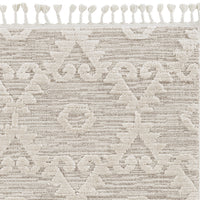 3' x 5' Ivory Beige Diamonds Area Rug with Fringe