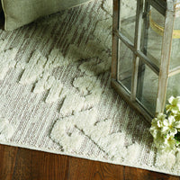 3' x 5' Ivory Beige Diamonds Area Rug with Fringe