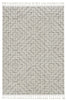 12'x15' Ivory Grey Machine Woven Diamond Pattern With Fringe Indoor Area Rug