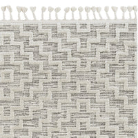 105" X 156" Ivory Grey Polyester Rug