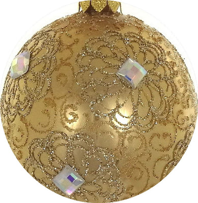 Mouth Blown Polish Glass Gold & Clear Christmas Ornament