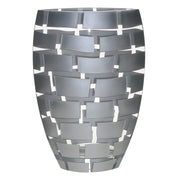 12" Mouth Blown Wall Design Silver Vase