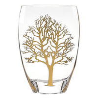 12" Mouth Blown Gold Tree of Life Vase