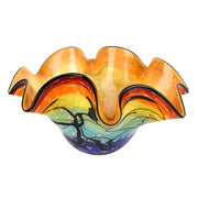 17" Mouth Blown Floppy Design Art Glass Centerpiece Bowl