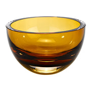 6" Mouth Blown European Made Lead Free Amber Crystal Bowl