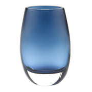 8" Mouth Blown Crystal Oval Thick Midnight Blue Walled Vase