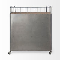 Rectangular Gray Metal With Two-Tier Shelves Bar Cart