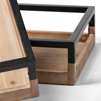 Set of 2 Natural Finish with Black Nesting Wood Accent Trays