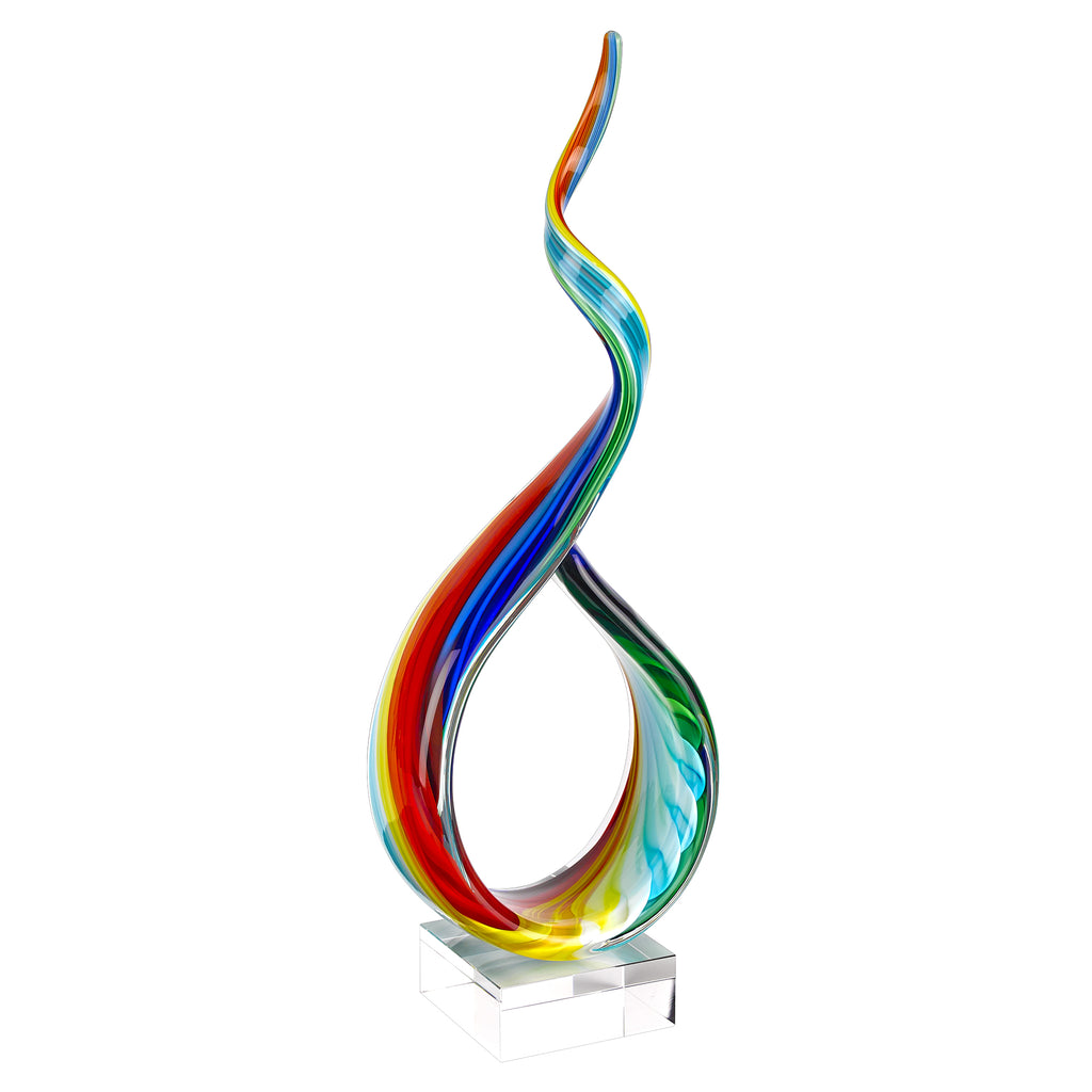 18" MultiColor Art Glass Centerpiece on Crystal Base