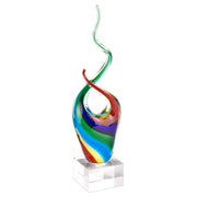 11" MultiColor Art Glass Abstract Centerpiece on Crystal Base