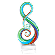 11" MultiColor Art Glass Note Centerpiece on Crystal Base