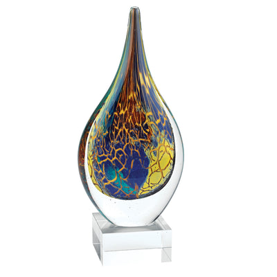 12 Multicolor Art Glass Teardrop On Crystal Base