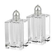 Handcrafted Optical Crystal and Silver Large Size Salt and Pepper Shakers