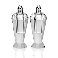 Handcrafted Optical Crystal and Silver Pair of Salt and Pepper Shakers