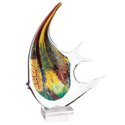 16" MultiColor Glass Art Angel Fish Centerpiece