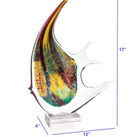 16" MultiColor Glass Art Angel Fish Centerpiece