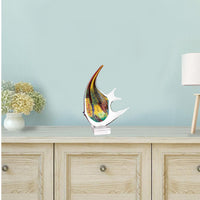 16" MultiColor Glass Art Angel Fish Centerpiece