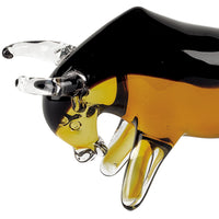 4" Amber Glass Art Bull